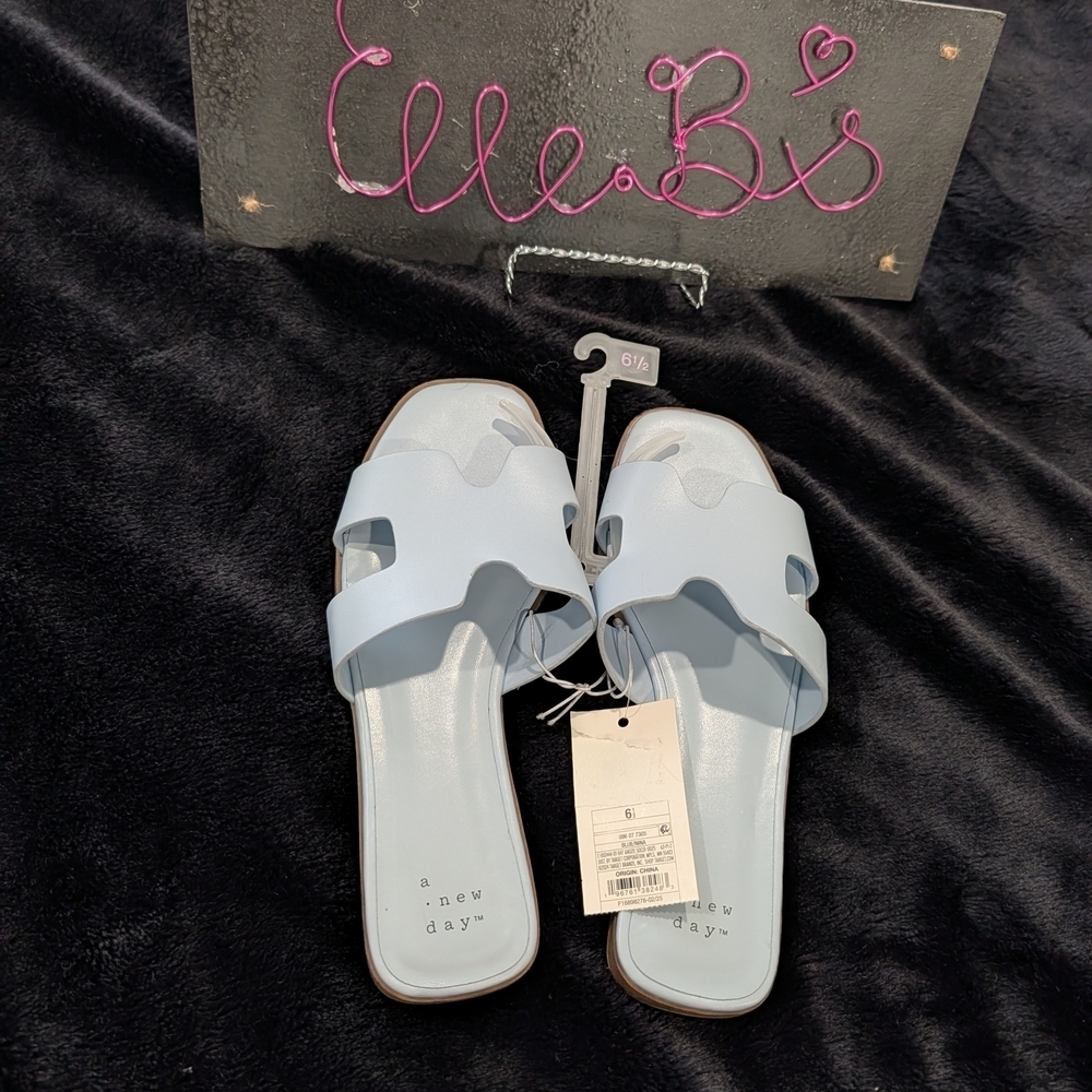 A New Day Women's Light Blue Slide Sandals